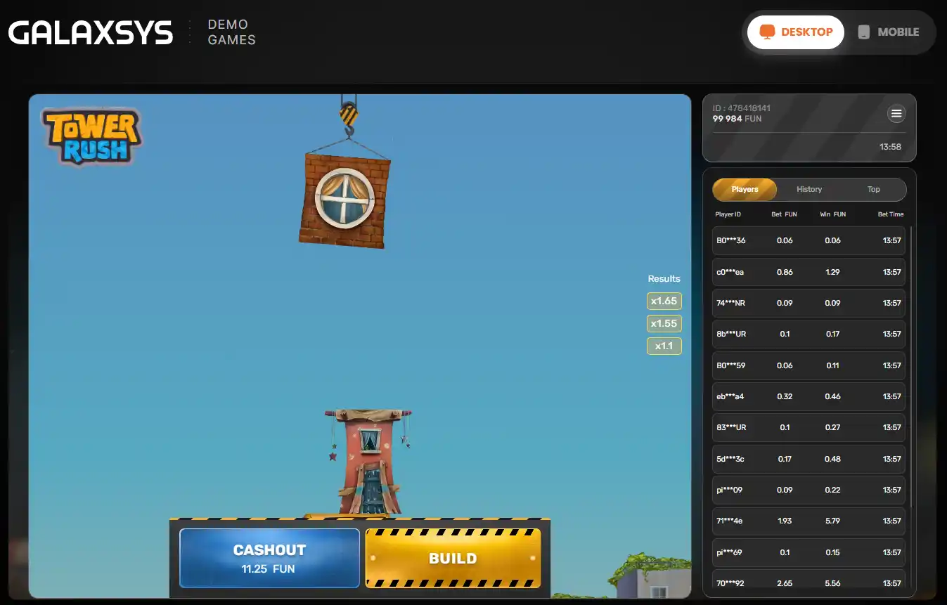 Ekran rozgrywki Tower Rush podczas budowania wieży